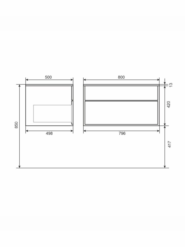 Тумба под раковину для ванной подвесная Uperwood Lotus Premium 80х50х42 см, серая