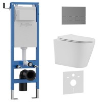 Комплект 3в1 IBERICA BLANCA инсталляция SILENCIO MINI, унитаз BURGOS ALTO белый, кнопка смыва INOX-S вороненая сталь (IB.001M.BRA.231.1602)