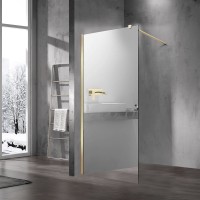 Душевая перегородка Walk-In VSW-1H100MRG, 1000*2000, матовый золотой, стекло зеркальное