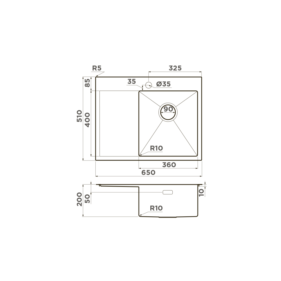 Кухонная мойка Omoikiri Akisame 65-R-IN нерж. сталь/нержавеющая сталь