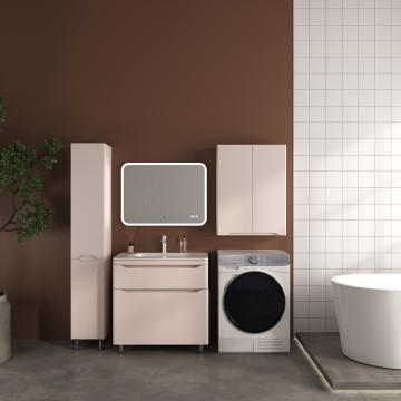 Тумба напольная STYLELINE "Марелла 80" (2 ящ.) Люкс Плюс антискрейтч карамель с раковиной Марелла Люкс 800х400