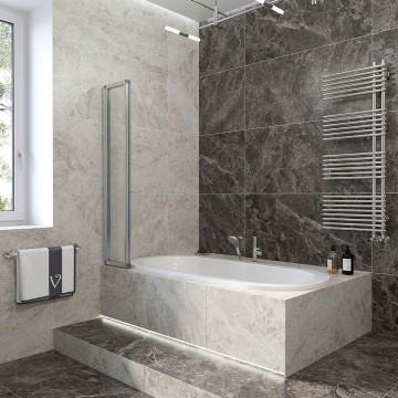 Шторка на ванну Veconi Palau PL-73L, 900x1500, хром, стекло прозрачное