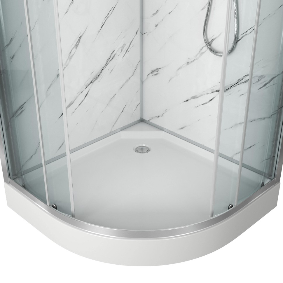 Душевая кабина Niagara Luxe NG-7702M (100x100х210) низкий поддон(15см),дверь раздвижная,стенки мрамор,3 места