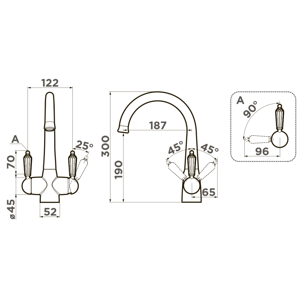 Смеситель для кухни Omoikiri Okinawa 2-SI латунь/античное серебро