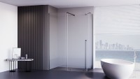 Душевой угол Premium Trento PTC-SP-50GR, 1200х800x2000, брашированный графит, стекло прозрачное