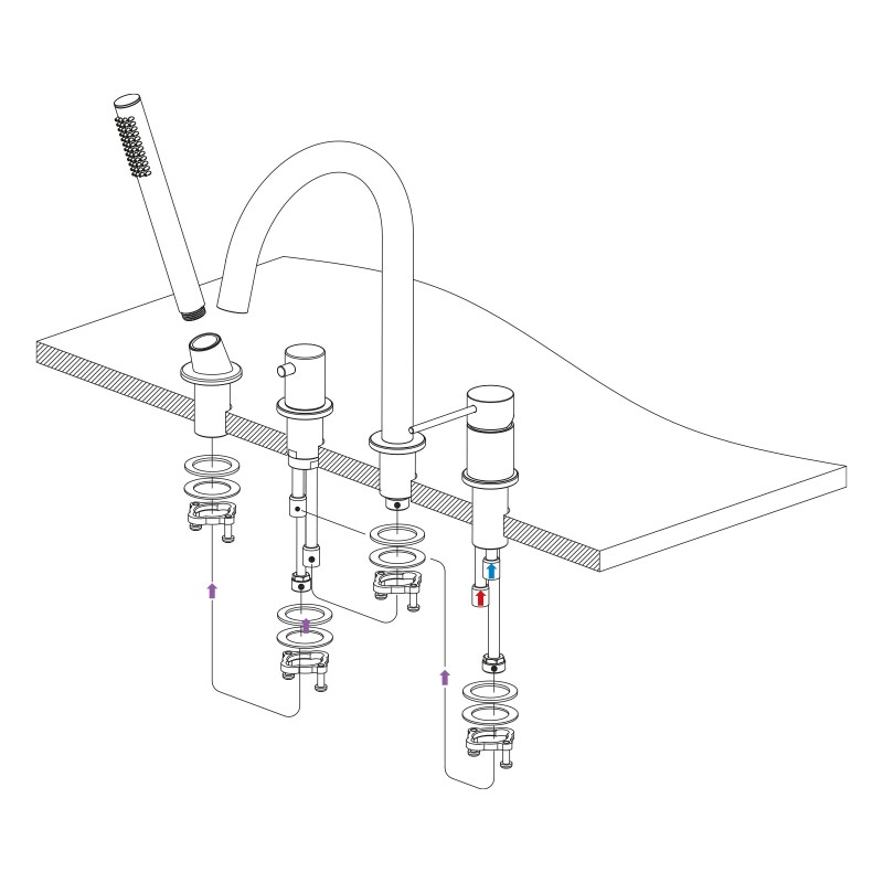 Смеситель для ванны с душем, врезной Timo Saona 2320/17Y золото матовое