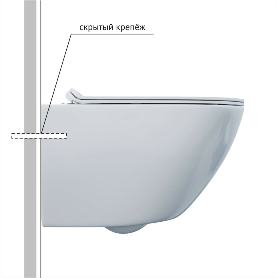 Унитаз BERGES подвесной PUMA XL Rimless 55 см, сиденье дюропласт Toma Slim SO, микролифт, быстросъем