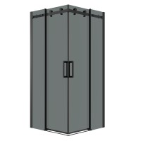 Душевое ограждение Grossman Classic 300.K33.04.1010.21.10 (100х195) квадрат,раздвижная,черный матовый,стекло тонированное, 2 места