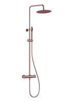 AQM8006BC Душевая система с термостатом, O250, 1/1 режим, латунная лейка, верхний душ - сталь, цвет медь шлифованная