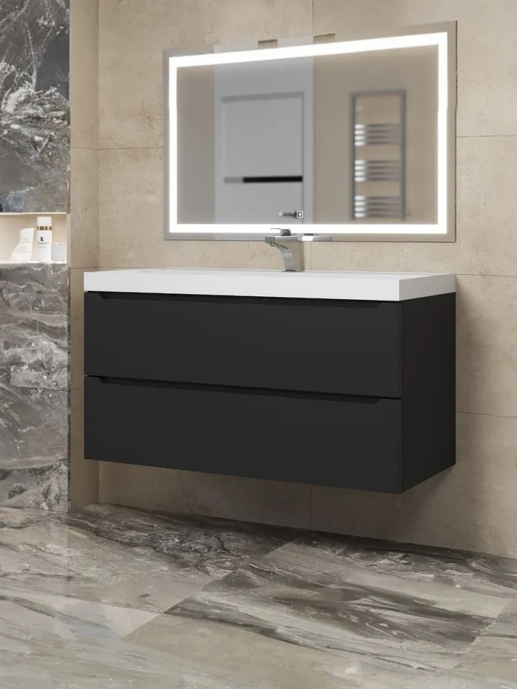 Тумба под раковину для ванной Uperwood Tanos 80 см, подвесная, черная матовая