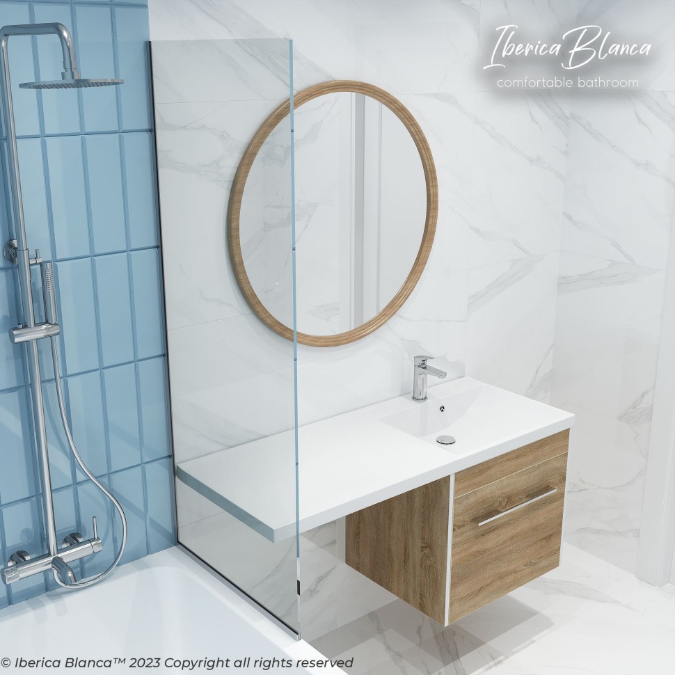 Шторка для ванны IBERICA BLANCA Mod.403 неподвижная прозрачное стекло/хром 60х140см (IB403.SC.140.60)