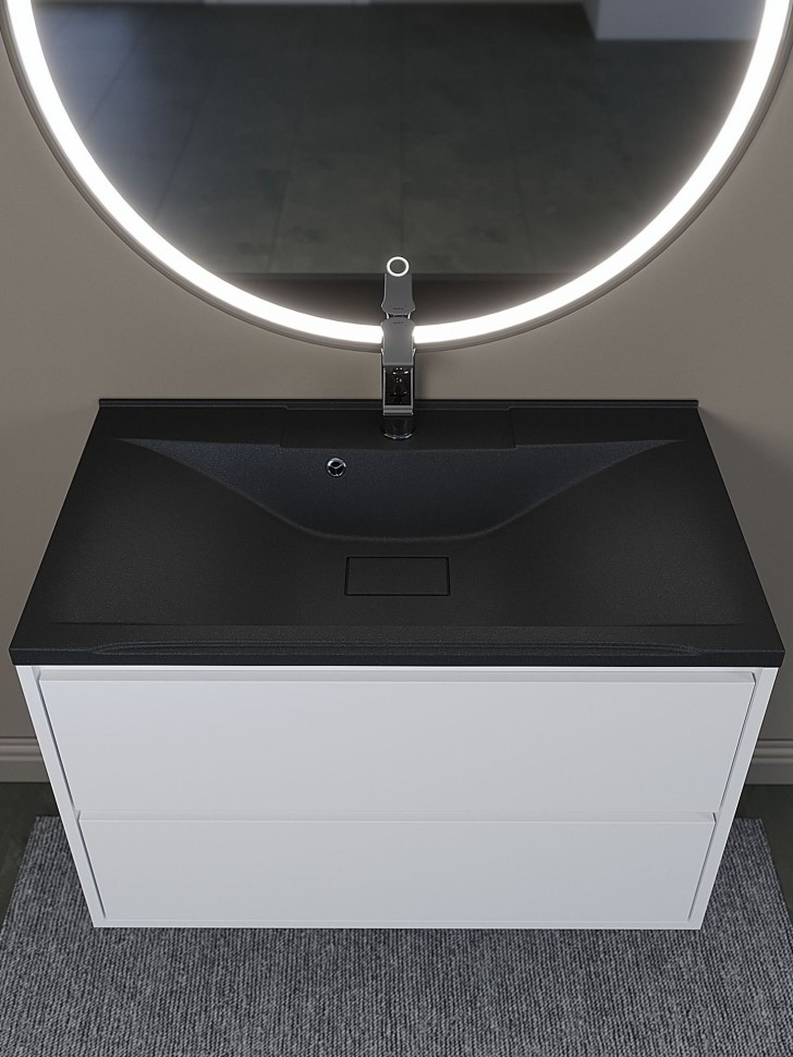 Раковина для ванной кварцевая Uperwood Elen Quartz 80х45х15,8 см черная матовая, уголь