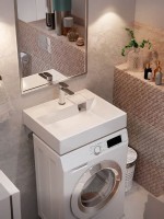 Раковина над стиральной машиной Uperwood Naomi, 60х50х11 см, белая глянцевая