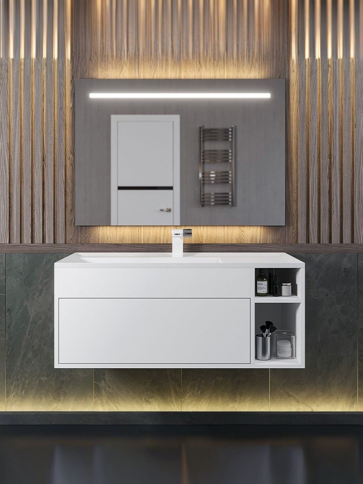 Тумба под раковину для ванной подвесная Uperwood Lotus Premium 100х50х42 см, белая