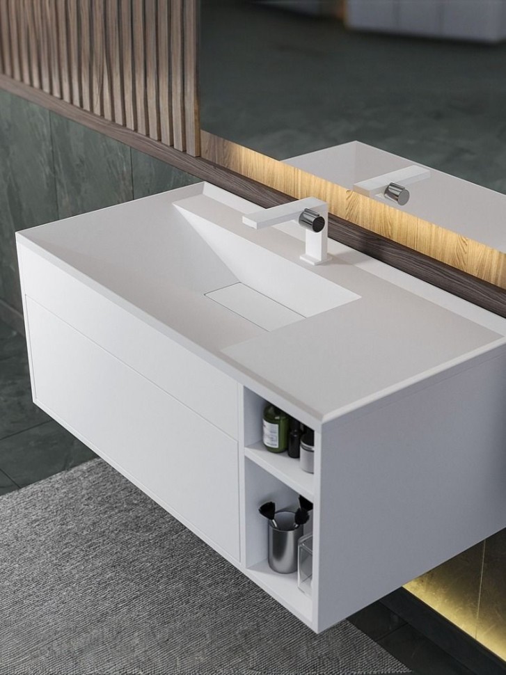 Тумба под раковину для ванной подвесная Uperwood Lotus Premium 100х50х42 см, белая