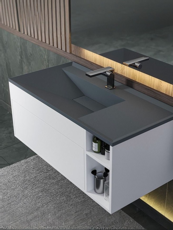 Тумба под раковину для ванной подвесная Uperwood Lotus Premium 100х50х42 см, белая