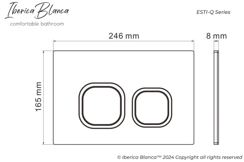 Комплект 3в1 IBERICA BLANCA инсталляция SILENCIO MINI, унитаз BURGOS ALTO белый, кнопка смыва INOX-O золото глянцевое (IB.001M.BRA.234.816)