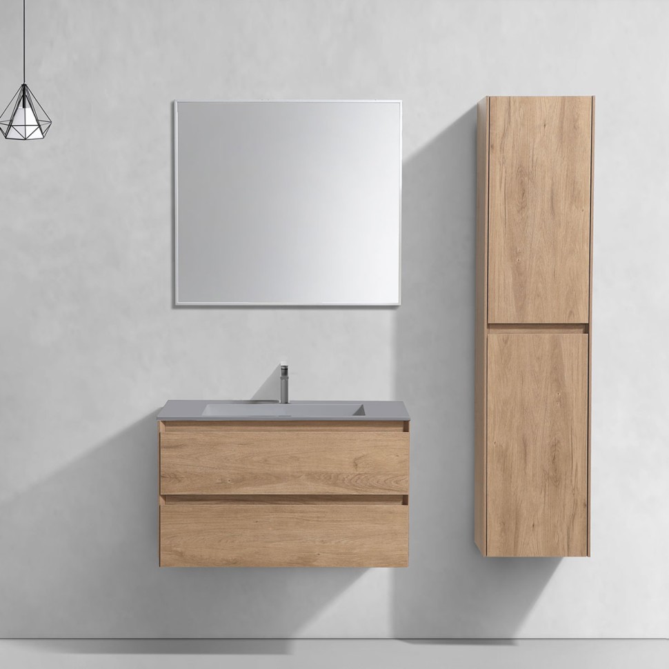 База под раковину Luka 800 подвесная, 2 выкатных ящика soft-close, N.Oak