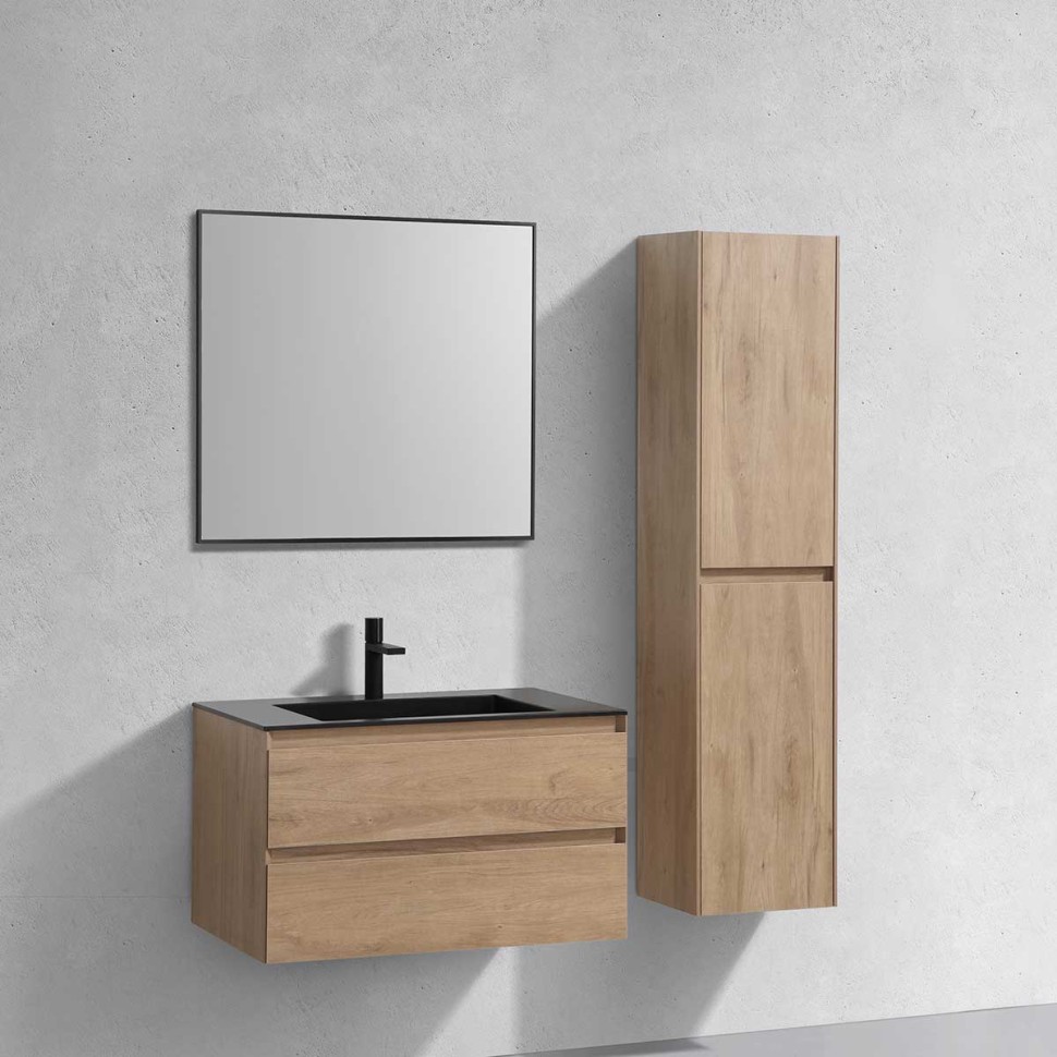 База под раковину Luka 800 подвесная, 2 выкатных ящика soft-close, N.Oak