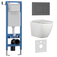 Комплект 3в1 IBERICA BLANCA инсталляция SILENCIO MINI, унитаз BILBAO ALTO белый, кнопка смыва ESTI-S серый матовый (IB.001M.BLA.234.856)