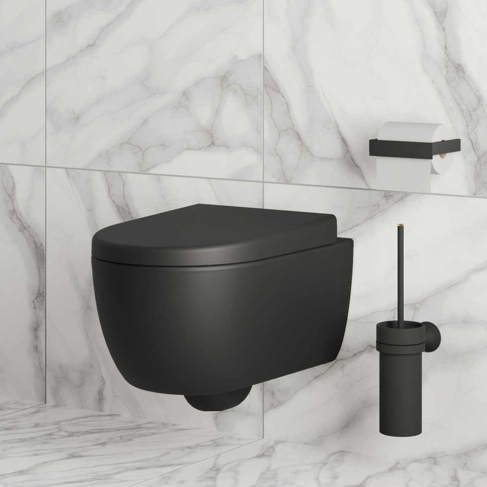 Унитаз Abner 103T20201R (545*360*330) МАТОВЫЙ ЧЕРНЫЙ подвесной БЕЗОБОДКОВЫЙ, 1 место