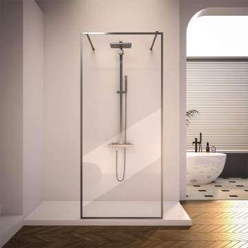 Душевая перегородка Veconi Korato KR-90GR, 1000x2000, брашированный графит, стекло прозрачное