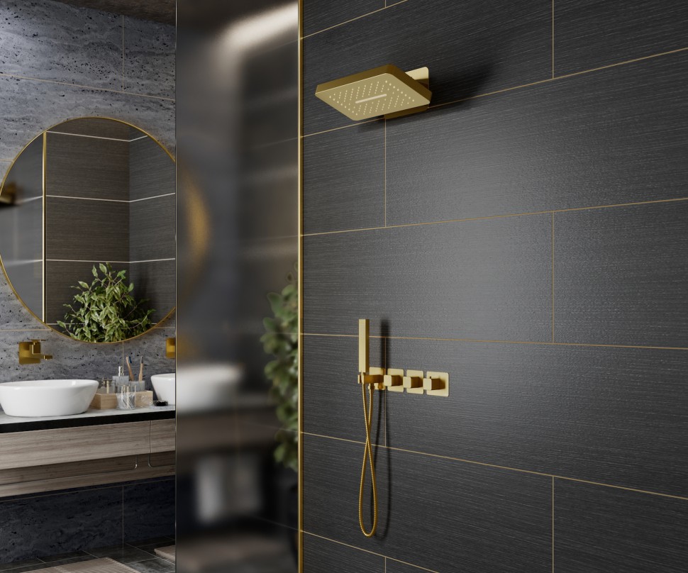 Душевая система встроенная с термостатом Timo Petruma SX-5249/17SM золото матовое