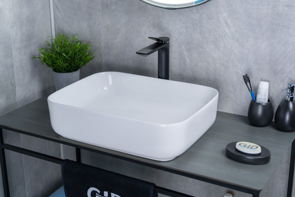 Раковина Gid D1304 51197 накладная белая 50x39x13