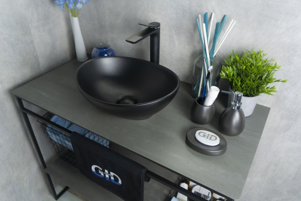 Раковина Gid Nc901 52223 накладная черная матовая 41x34x15