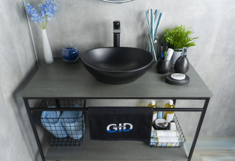 Раковина Gid Nc901 52223 накладная черная матовая 41x34x15