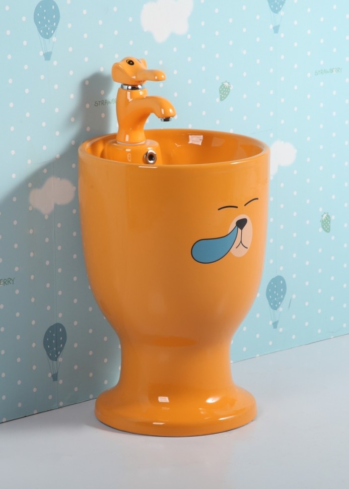 Раковина Gid Nb193-OR 69913 накладная с пъедесталом оранжевая 37x37x53