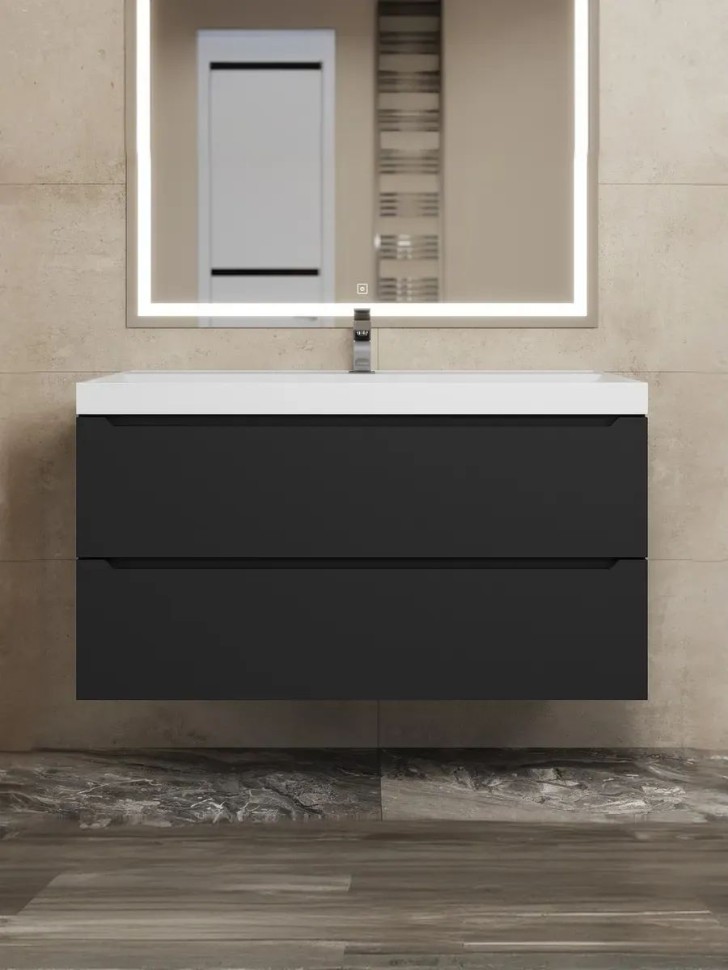 Тумба под раковину для ванной Uperwood Tanos 90 см, подвесная, черная матовая