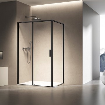 Душевой уголок Слим 8мм (Slim 8mm) VSR-6SL9014CLB, 1400*900, черный, стекло прозрачное