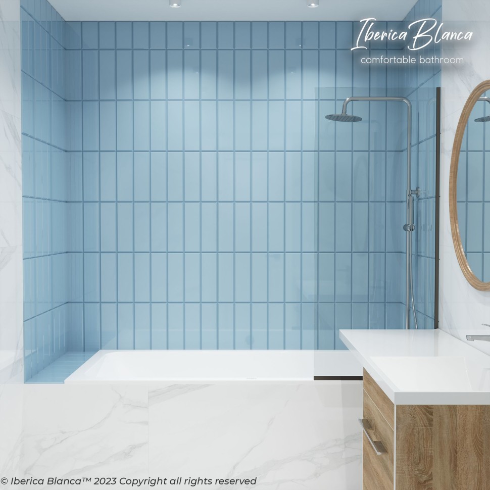 Шторка для ванны IBERICA BLANCA Mod.403 неподвижная прозрачное стекло/черный 50х140см (IB403.SB.140.50)