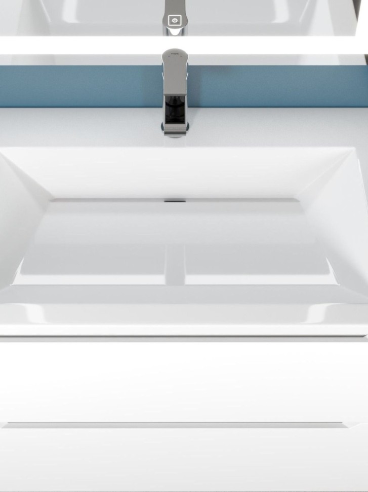 Раковина для ванной 60 см, Uperwood Olivia, с щелевым сливом, белая глянцевая