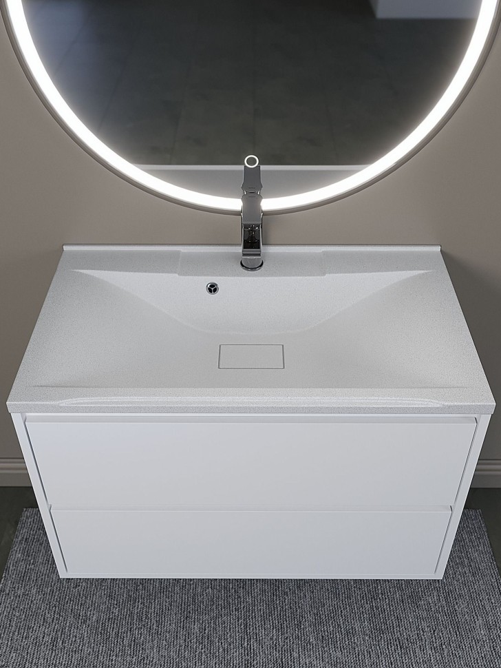 Раковина для ванной кварцевая Uperwood Elen Quartz 80х45х15,8 см, белая матовая, жасмин