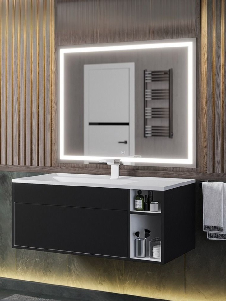 Тумба под раковину для ванной подвесная Uperwood Lotus Premium 100х50х42 см, черная