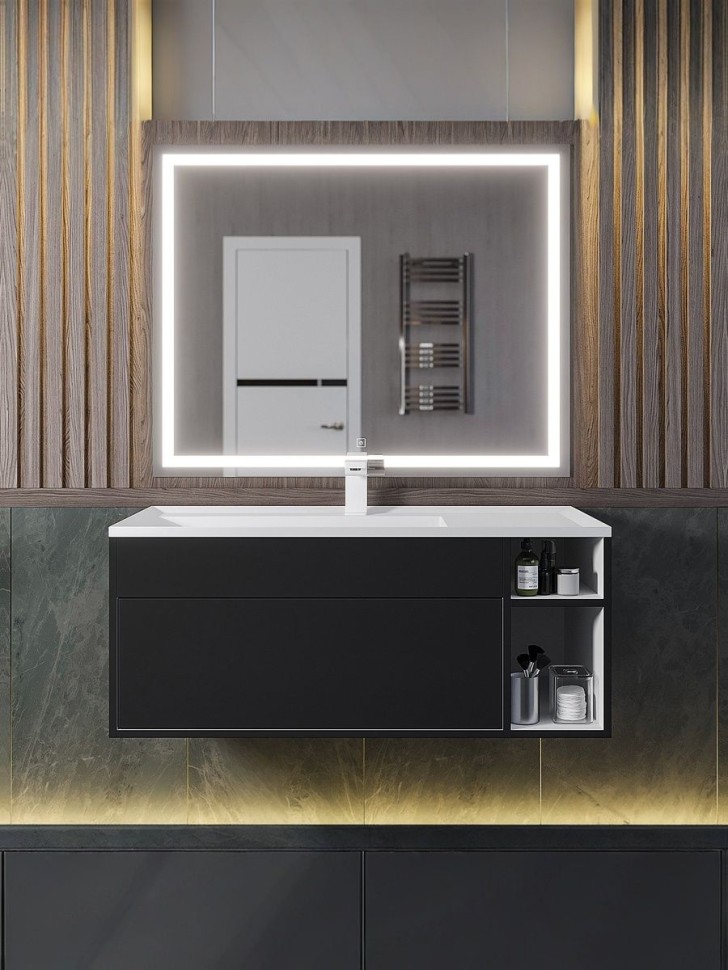 Тумба под раковину для ванной подвесная Uperwood Lotus Premium 100х50х42 см, черная