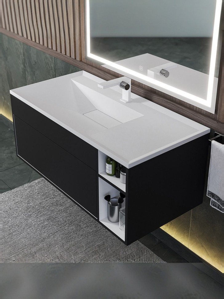 Тумба под раковину для ванной подвесная Uperwood Lotus Premium 100х50х42 см, черная