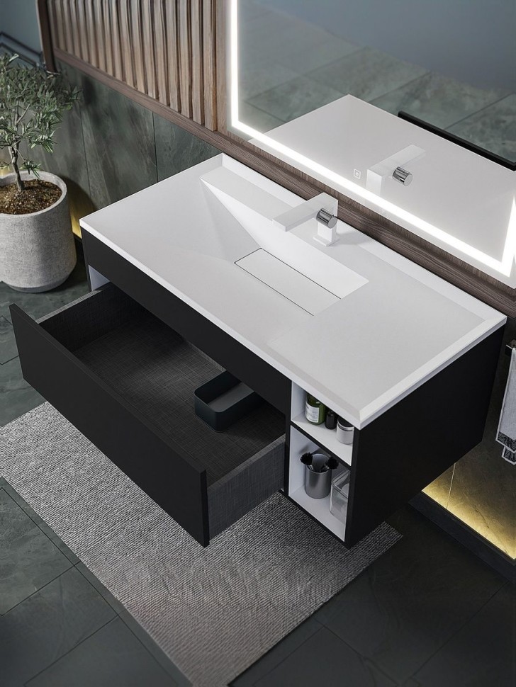 Тумба под раковину для ванной подвесная Uperwood Lotus Premium 100х50х42 см, черная