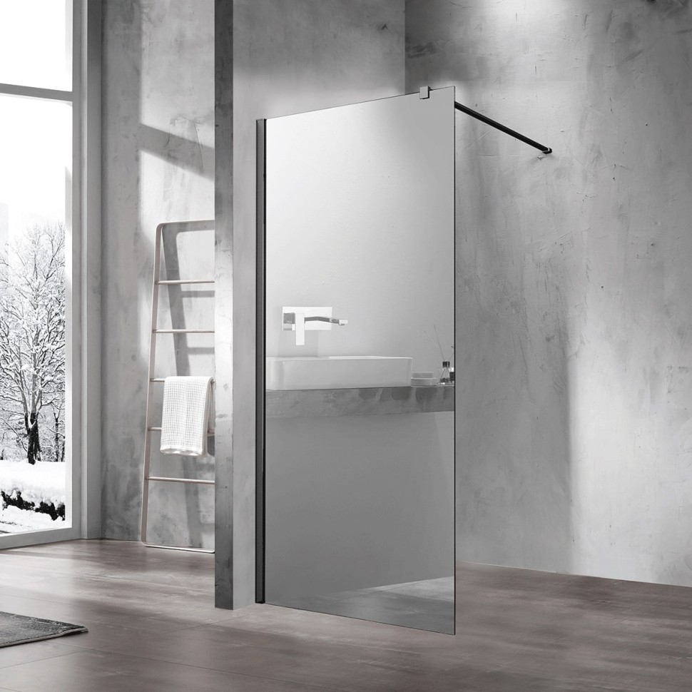 Душевая перегородка Walk-In VSW-1H100MRB, 1000*2000, черный, стекло зеркальное