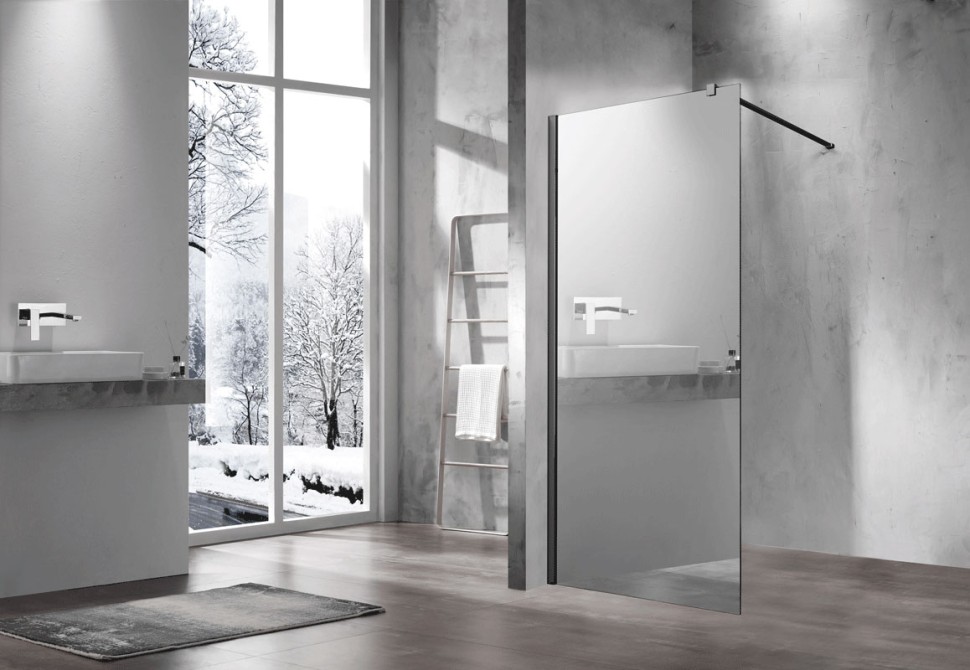 Душевая перегородка Walk-In VSW-1H100MRB, 1000*2000, черный, стекло зеркальное