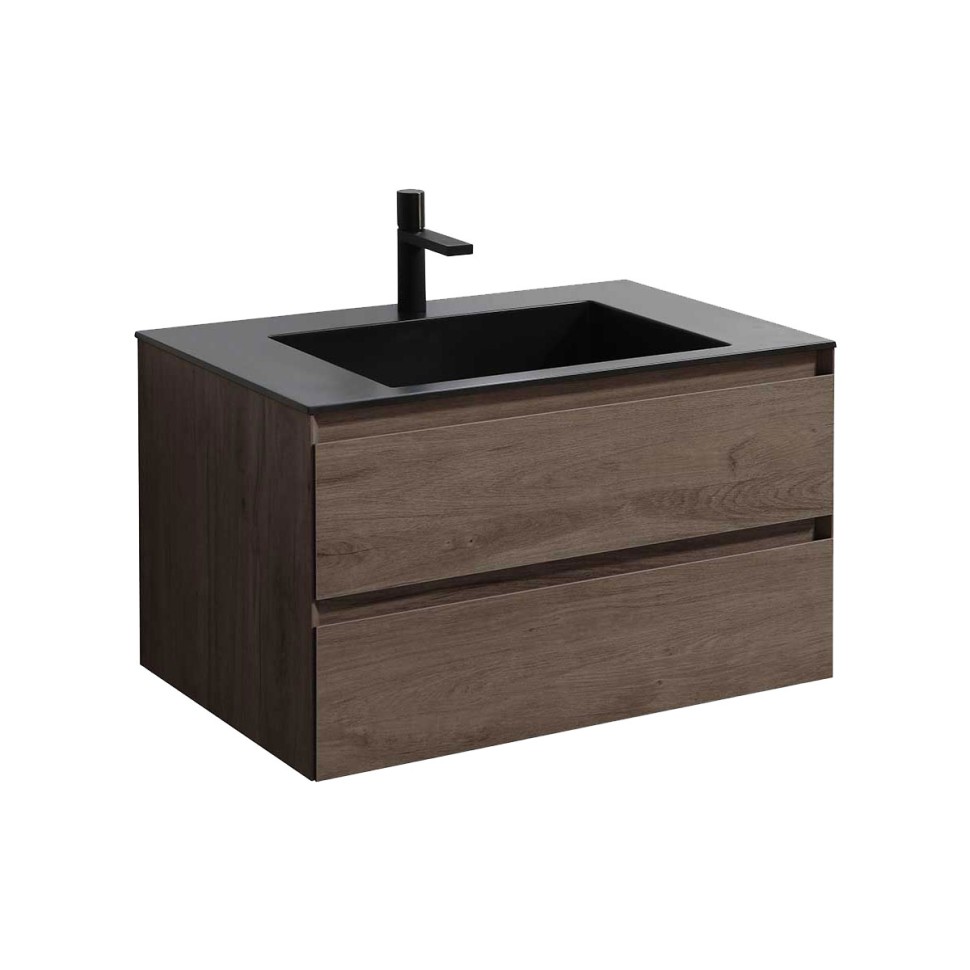 База под раковину Luka 800 подвесная, 2 выкатных ящика soft-close, R.Oak