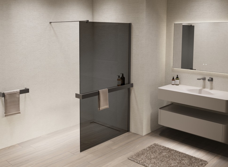 Душевая перегородка Walk-In VSW-1HR120CGGM, 1200*2000, вороненая сталь, стекло тонированное