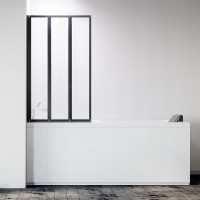 Шторка на ванну Veconi Palau PL-73BL, 900x1500, черный, стекло прозрачное