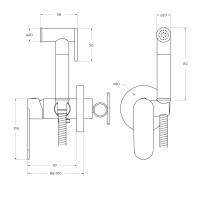 Гигиенический душ со смесителем CEZARES STYLUS-DIF-BORO