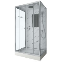 Душевая кабина Niagara Luxe NG-7772QM (120x90х210) низкий поддон(15см),дверь раздвижная,стенки мрамор,4 места