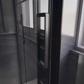 Душевой угол Veconi Premium Trento PTC-SP-40B, 1400х800x2000, черный матовый, стекло прозрачное