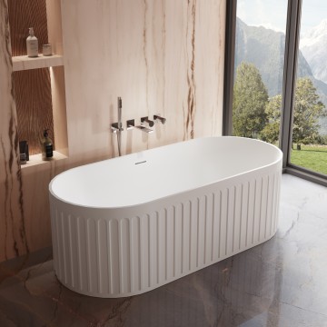 Ванна Солид Серфейс (Solid Surface) Vincea VBT-4S09MW, 1700*750*550, белый матовый, щелевой перелив