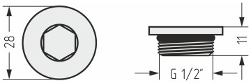 Заглушка d 28 мм (G1/2" НР)